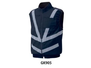 画像1: 夏　警備用空調ベスト　GK905空調服ベスト（反射付き）　ネイビー（服地のみ　機械は別売りです）