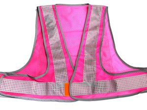 画像1: エアスルー安全ベスト【ショート丈４０cm】　ピンクメッシュｘシルバー反射（女性向き）