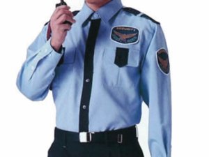 画像1: 夏　警備用　長袖シャツ　ブルー/紺　ツートン（中国生地使用分） 7Ｌまであります