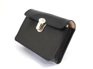 画像3: キーケース　黒（携行カバン）　中型　黒皮製　16ｘ13cm　【小型スマホ対応】