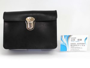 画像4: キーケース　黒（携行カバン）　中型　黒皮製　16ｘ13cm　【小型スマホ対応】