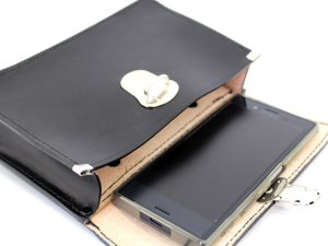 画像6: キーケース　黒（携行カバン）　中型　黒皮製　16ｘ13cm　【小型スマホ対応】