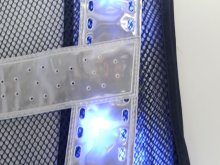 他の写真1: 夏用　サマーメッシュ 青色 LED安全ベスト　ショート丈４０cm　紺メッシュｘシルバー反射