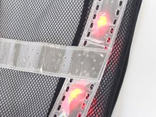 他の写真1: 夏用　サマーメッシュ 赤色 LED安全ベスト　紺メッシュｘシルバー反射 台形反射付き