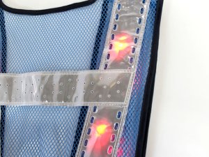 画像7: 夏用　サマーメッシュ 赤色 LED安全ベスト　ブルーメッシュｘシルバー反射  台形反射付き