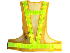 画像3: 夏用　サマーメッシュ 赤色 LED安全ベスト　イエローメッシュｘイエロー反射