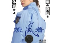 夏　警備用空調服ブルゾンタイプ【旋風着】　　サックス（服地のみ機械は別売りです）