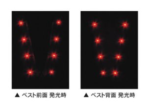画像3: 赤色LED16個点滅　夜光チョッキ　背中3本線タイプ 6cm幅　紺メッシュ・シルバー反射