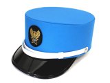 ドゴール帽　青色（ブルー）　帽章付き