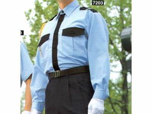 画像1: 夏　警備用　長袖カッターツートン
