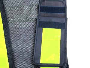 画像3: 【携帯やトランシーバーが入るポケット付き】   夜光チョッキ・安全ベスト　6cm幅　紺メッシュ・イエロー反射
