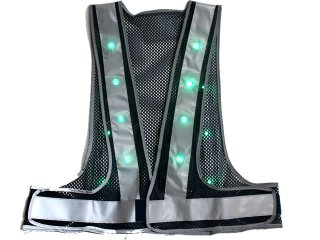 LED 36個使用 発光色2色切り替えLEDベスト 紺xシルバー反射（赤