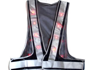 LED 36個使用 発光色2色切り替えLEDベスト 紺xシルバー反射（赤