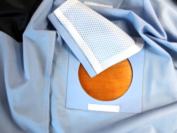 画像4: 夏　警備用 超高耐光長袖空調セキュリティシャツ サックスｘネイビー（服地のみ機械は別売りです） (4)