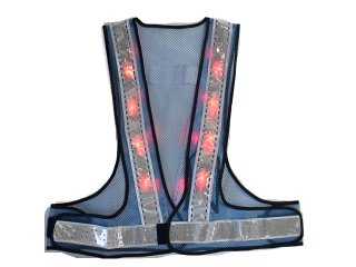 夏用 サマーメッシュ安全ベスト ブルーxシルバー反射 - 警備