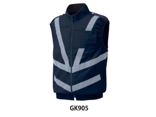 夏 警備用空調ベスト GK905空調服ベスト（反射付き） ネイビー（服地 