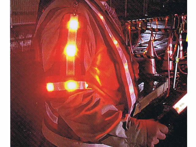 LEDフラッシュベスト 紺ｘシルバー反射 （LEDアームバンドと結合可能） 警備用品・防犯用品 プロショップ 株式会社タンタカ